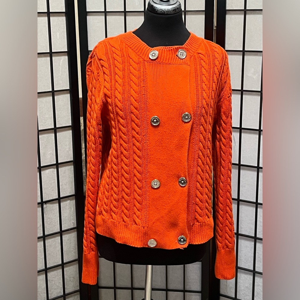American Living Orange Cable Knit Sweater/CARDIGAN WOMEN SIZE L